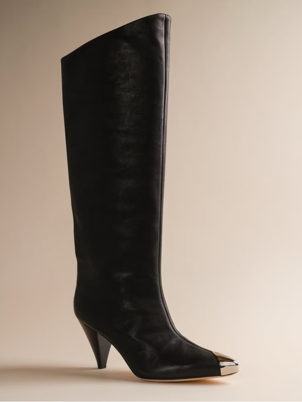 Brother Vellies Paso Tall Boot | Black Leather Mid-Heel Knee Boots